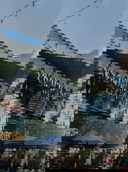 Wind turbines at sunset